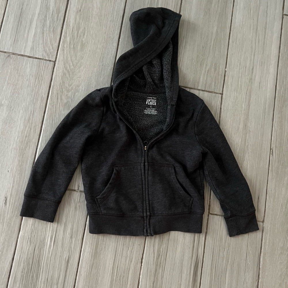 Boys Grey Zip Up Hoodie 4T